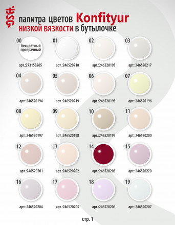 BSG   KONFITYUR во флаконе   #034   НИЗКАЯ ВЯЗКОСТЬ   20мл   Гель для моделирования средне-жидкий