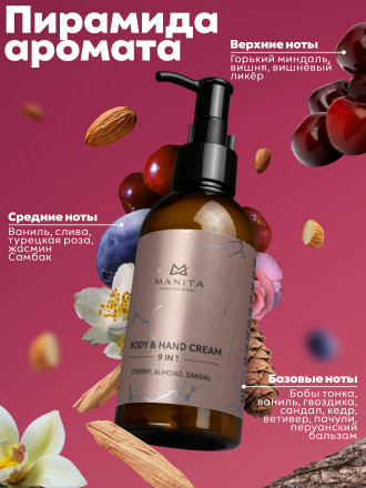 MANITA   Body&amp;Hand Cream CHERRY,ALMOND,SANDAL   150мл   Крем для рук и тела